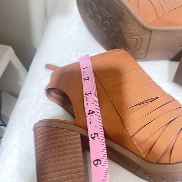 Sam Edelman Tan Heeled Boots with Open Toe and Chunky Heel size 9M kesler - Picture 3 of 16